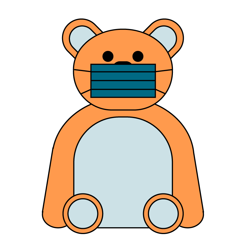 Illustration of teddy bear wearing a surgical mask