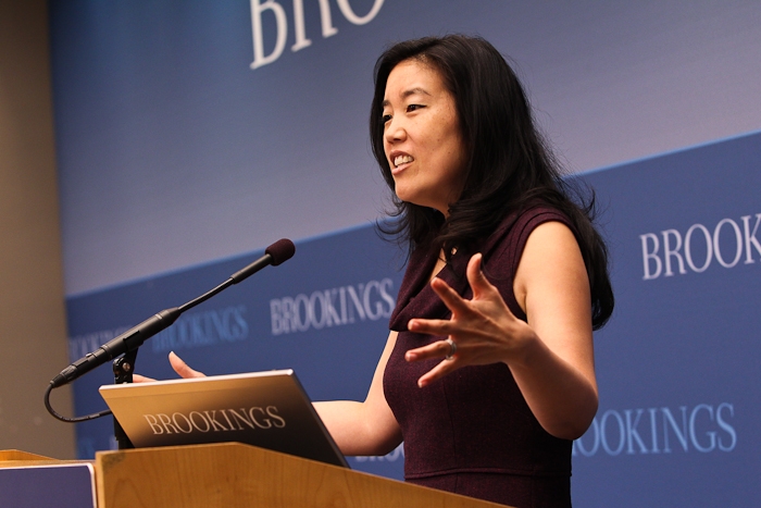 Michelle Rhee, Founder and CEO of Students First and former Chancellor of DC Public Schools, speaks at Brookings on March 27, 2013.
