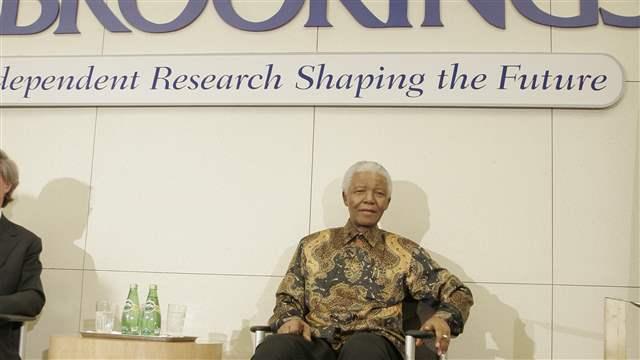 Nelson Mandela speaks at a Brookings event