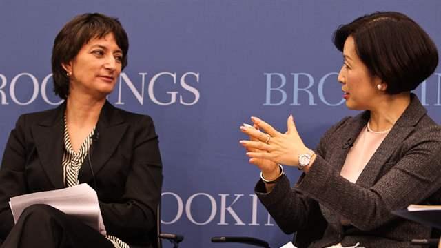 Brookings Senior Fellow Mireya Solís and NHK's Aiko Doden, September 25, 2013 (photo credit: Paul Morigi)