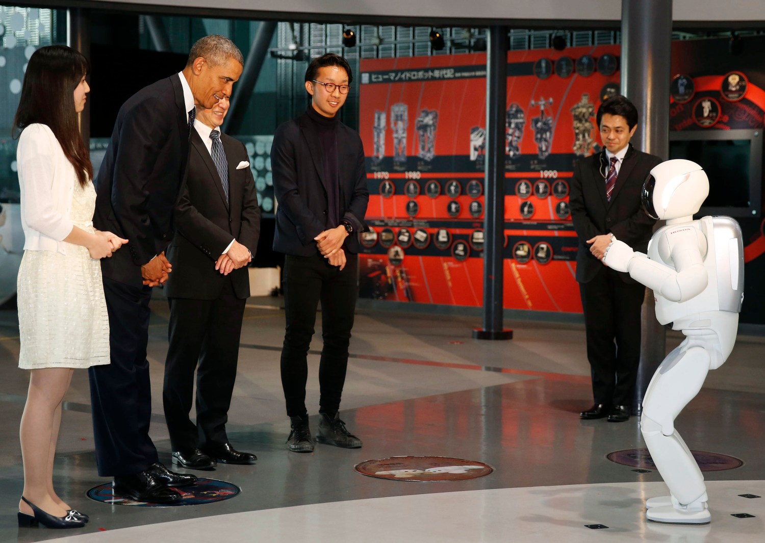 President Obama with "Asimo" the robot