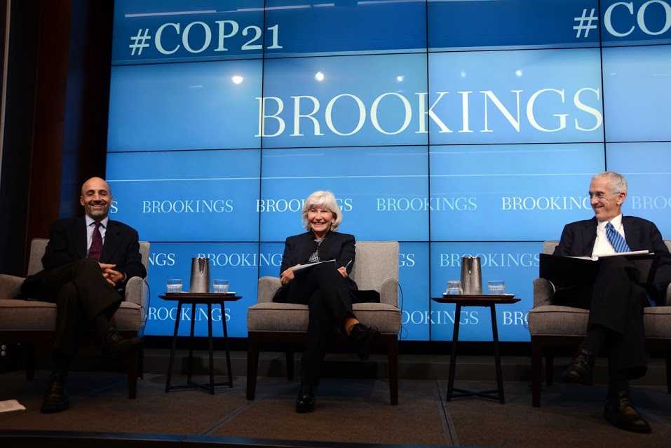 William Antholis, Brookings Managing Director, moderates the discussion while Ambassador Tubiana and Mr. Stern respond to questions from the audience.