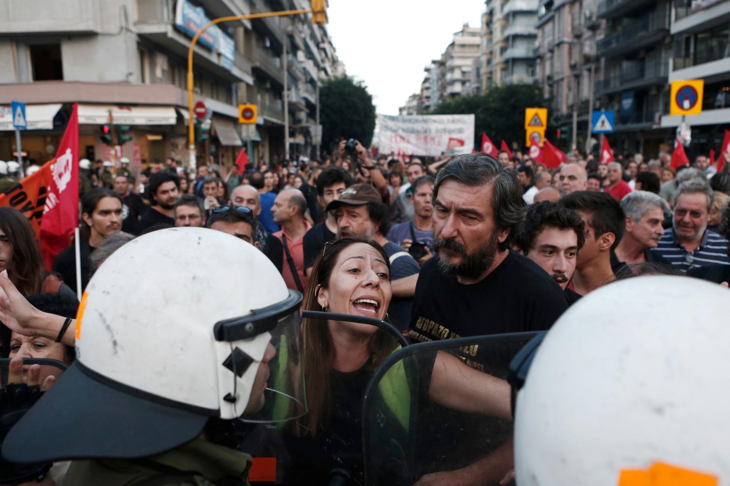 Protester during rally against austerity measures in Greece.