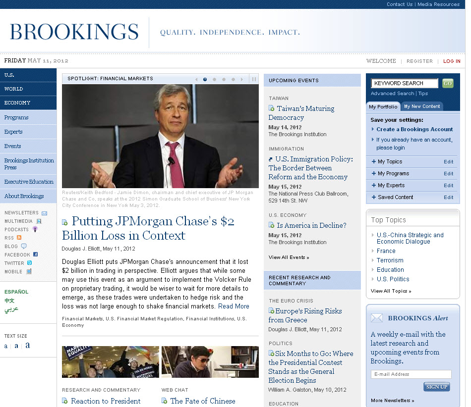 Brookings home page, 2007-2012