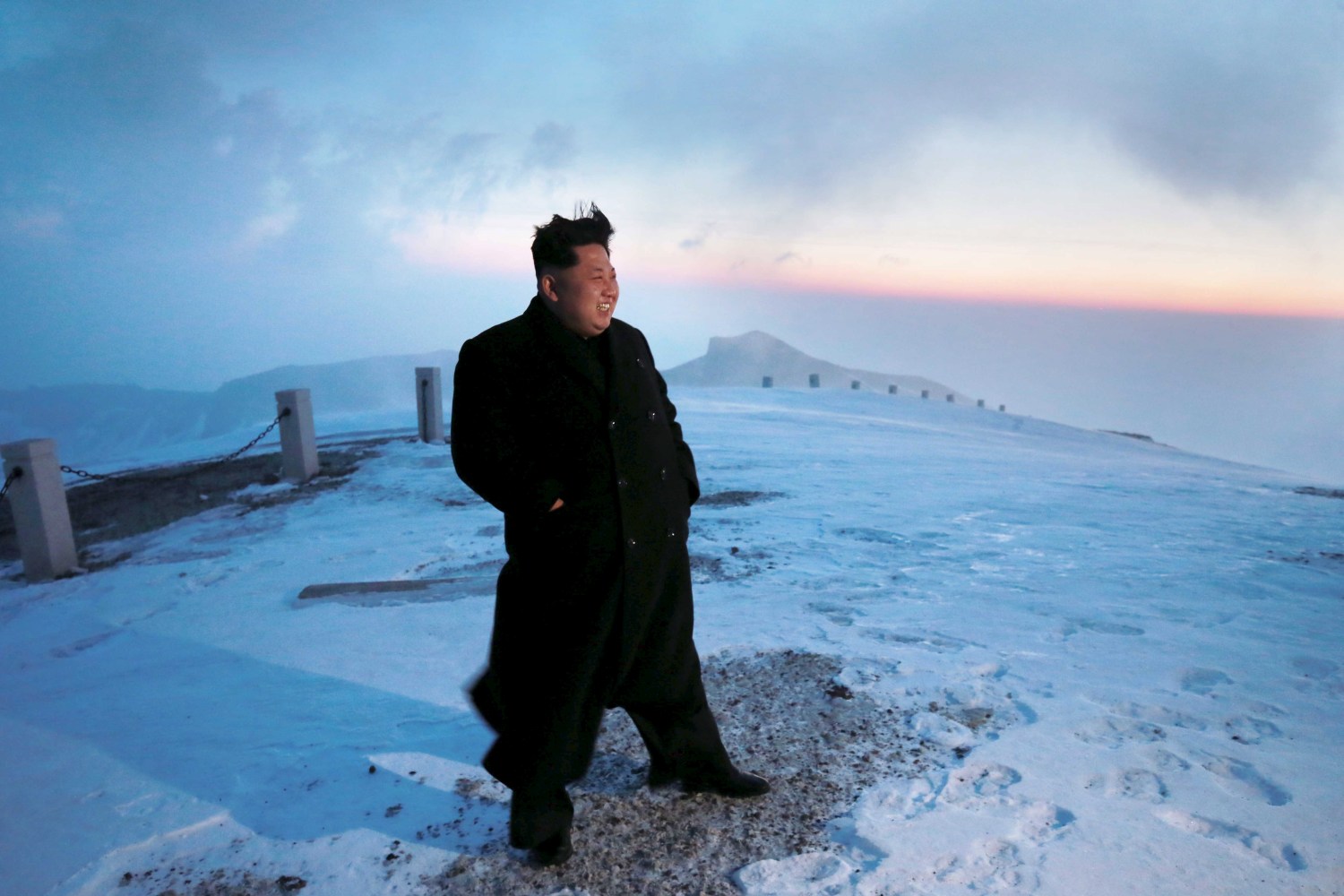 North Korean leader Kim Jong Un views the dawn from the summit of Mt Paektu April 18, 2015, in this photo released by North Korea's Korean Central News Agency (KCNA) on April 19, 2015. REUTERS/KCNA