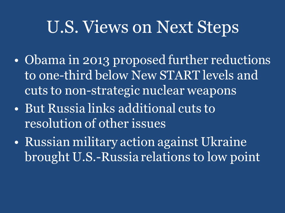 U.S. Views on Next Steps