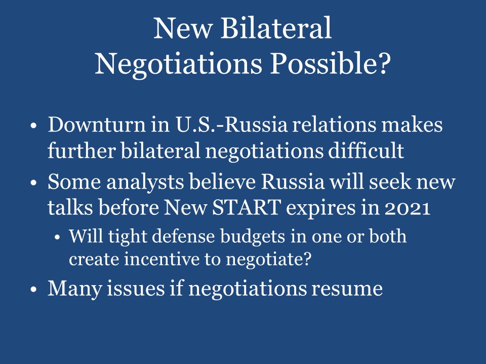 New Bilateral Negotiations Possible?