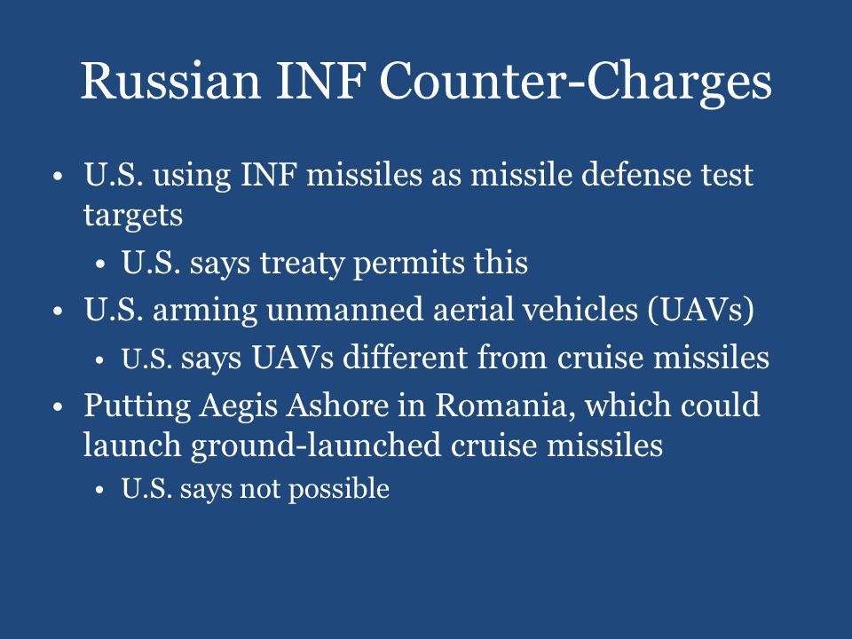 Russian INF Counter-Charges