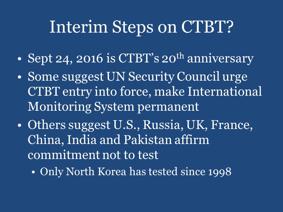 Interim Steps on CTBT?