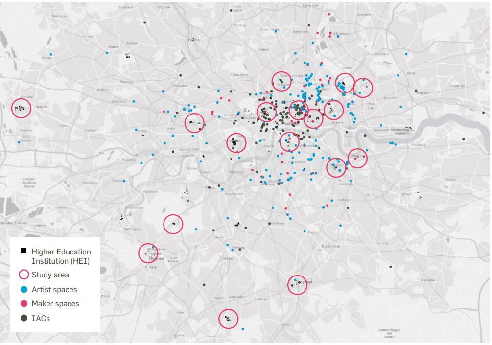 Map Credit: Centre for London - The 17 study areas in “Spaces to Think”.