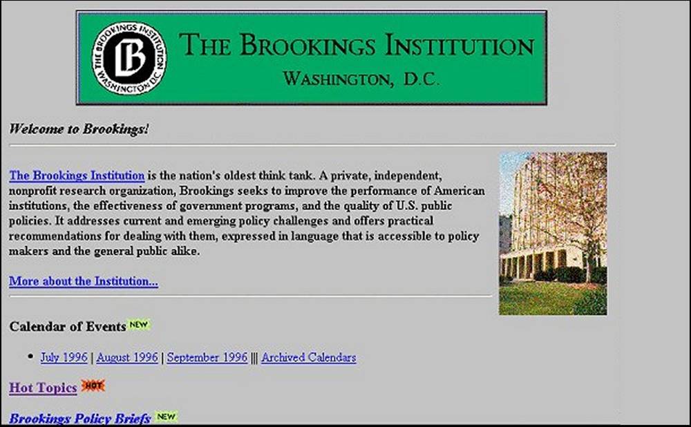 Brookings home page, 1995-1997
