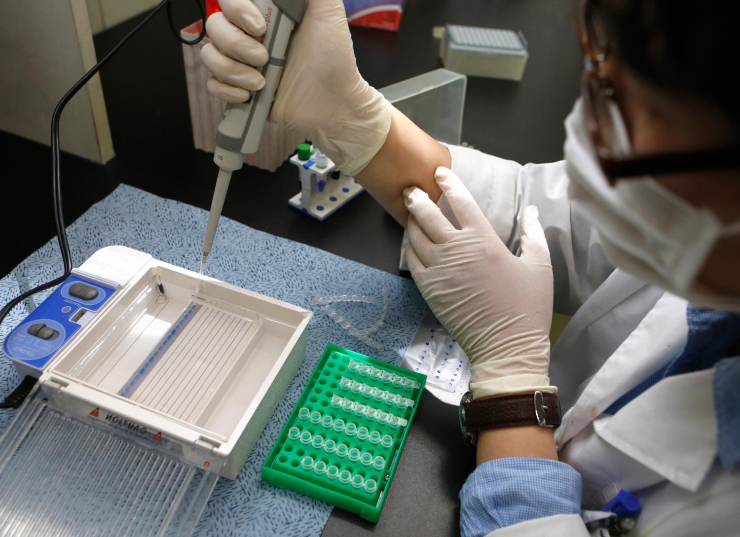 A lab technician performs a DNA test