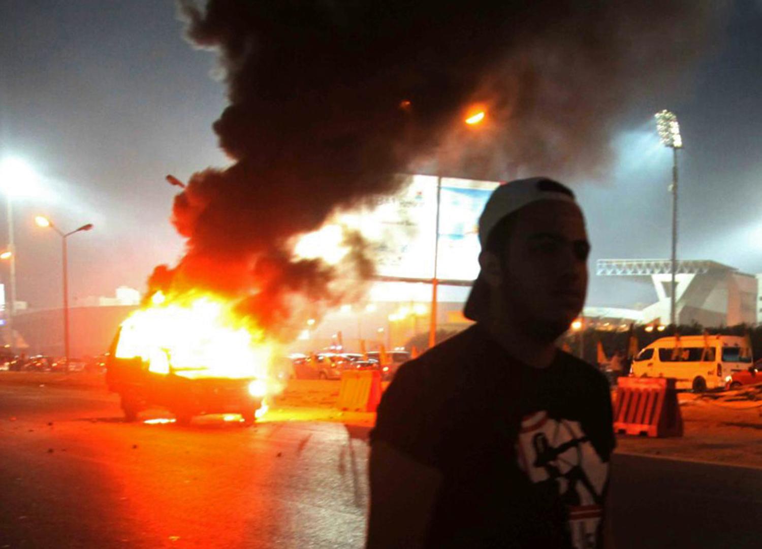 Rioters during a soccer match in Egypt