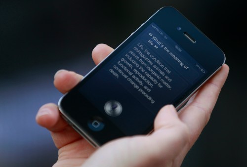 An Iphone demonstrates its digital assisstant Siri.