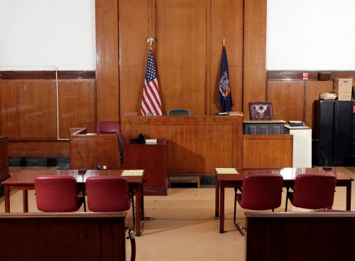 An empty courtroom in New York City