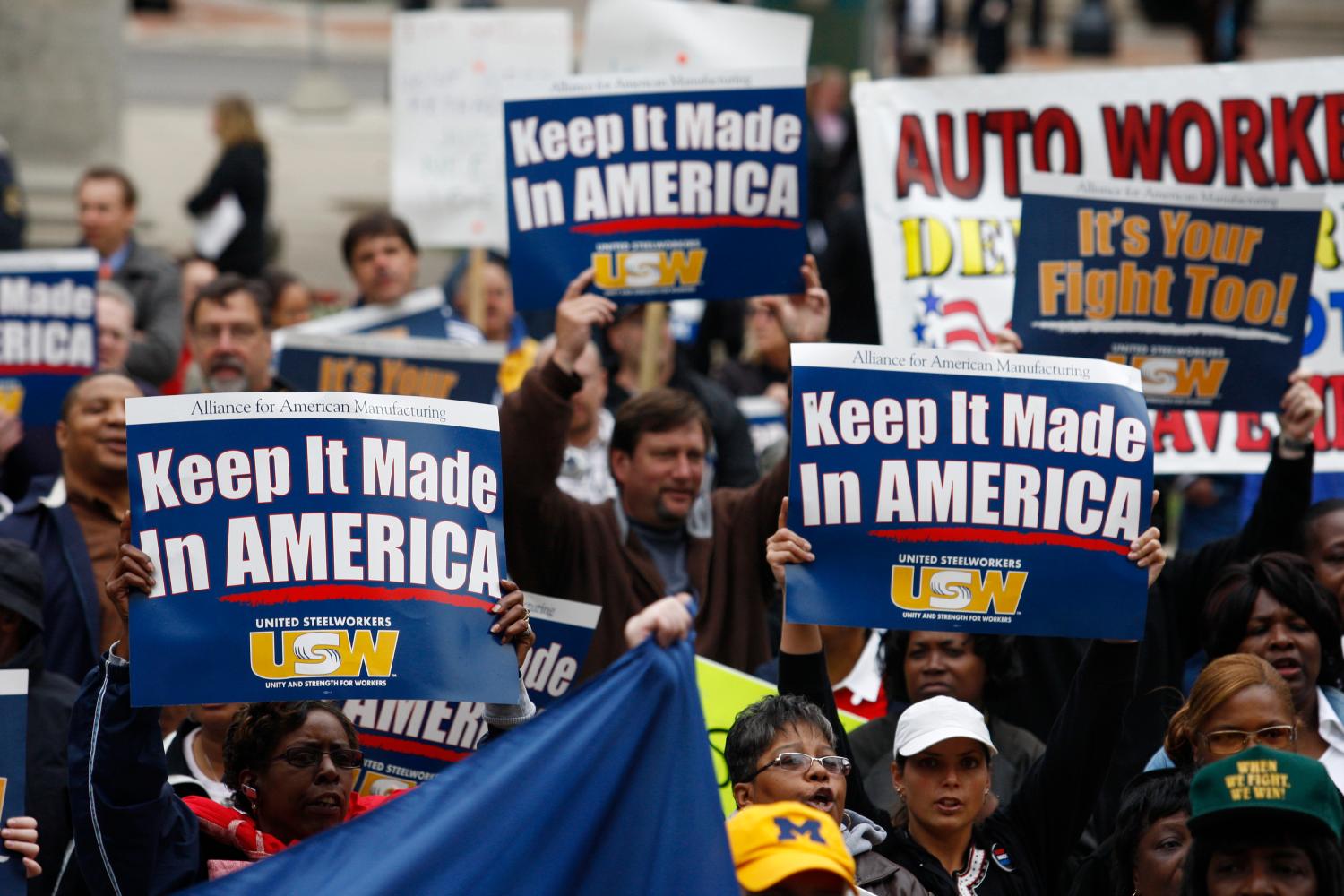 Labor activists in march in Lansing, Michigan