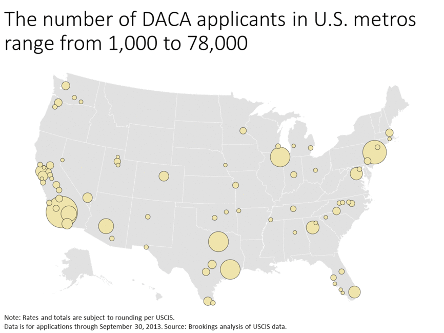 Number of DACA applicants in US Metros