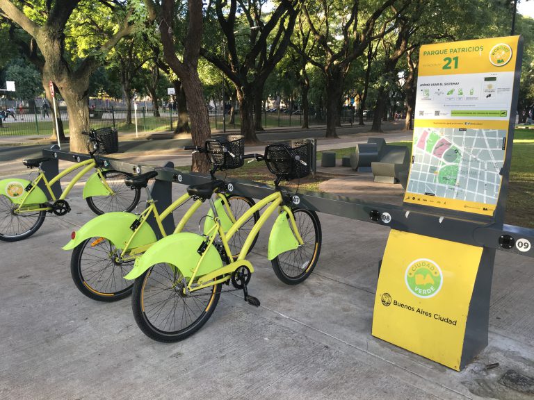 Photo Credit: Alaina Harkness - The Parque Patricios Ecobici bike share station, near the Subte metro station.