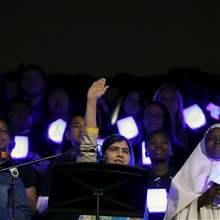 Nobel peace laureate Malala Yousafzai waves after speaking to a plenary meeting of the United Nations Sustainable Development Summit 2015 at United Nations headquarters in Manhattan, New York, September 25, 2015.