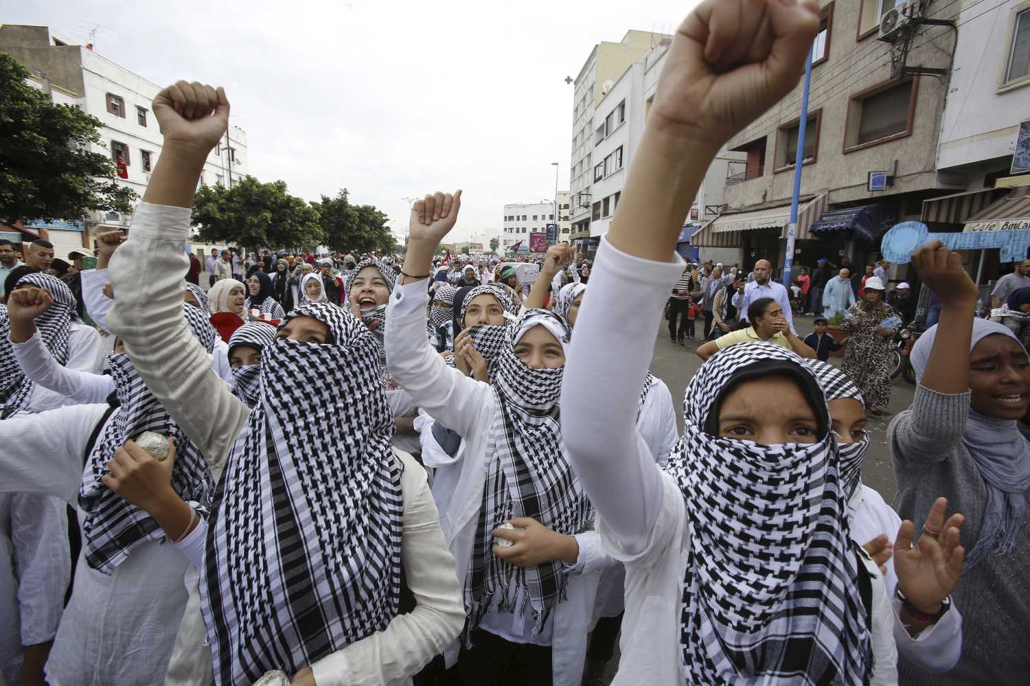 Image: Pro-Palestinian protesters shout slogans during a demonstration organized by Al Adl wal Ihsane, a Moroccan Islamist association, in solidarity with the Palestinian people, in Casablanca, Morocco October 25, 2015. REUTERS/Youssef Boudlal