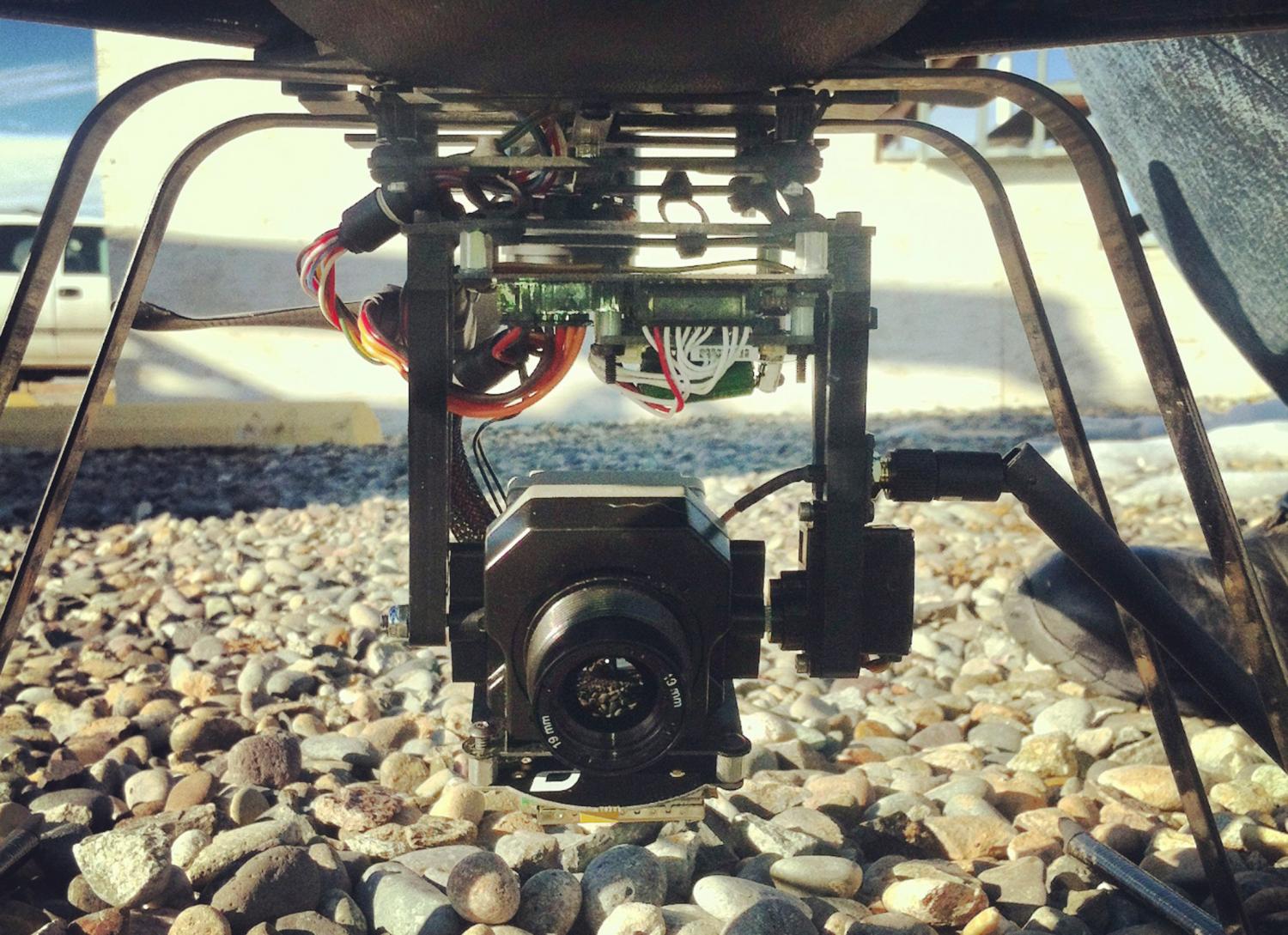 An onboard camera of a Draganflyer X6, six-rotor remote controlled helicopter which can fly up to 20 mph and travel up to a quarter mile away and 400 feet high, is pictured at the Grand Valley Model Airfield in Mesa County, Colorado on January 31, 2013. REUTERS/Chris Francescani