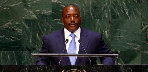 Joseph Kabila Kabange, President of the Democratic Republic of the Congo, addresses the 69th United Nations General Assembly at the U.N. headquarters in New York September 25, 2014. REUTERS/Lucas Jackson/File Photo - RTSEYG1