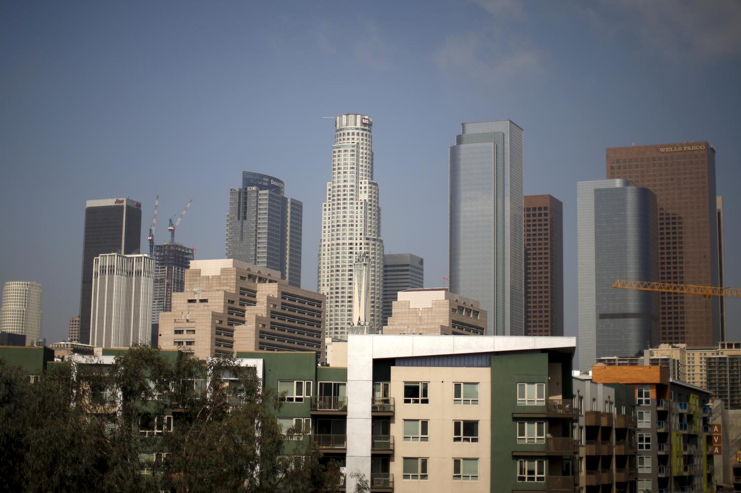 Downtown Los Angeles skyline.