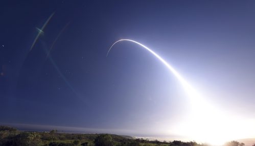 An unarmed Minuteman III intercontinental ballistic missile launches during an operational test from Vandenberg Air Force Base, California at 11:01 p.m. On February 25, 2016. The unarmed Minuteman III missile blasted off from a silo at Vandenberg Air Force Base in California late on Thursday, headed toward a target area near Kwajalein Atoll in the Marshall Islands of the South Pacific. REUTERS/Kyla Gifford/U.S. Air Force Photo/Handout via Reuters FOR EDITORIAL USE ONLY. NOT FOR SALE FOR MARKETING OR ADVERTISING CAMPAIGNS. THIS IMAGE HAS BEEN SUPPLIED BY A THIRD PARTY. IT IS DISTRIBUTED, EXACTLY AS RECEIVED BY REUTERS, AS A SERVICE TO CLIENTS - RTX28PYO