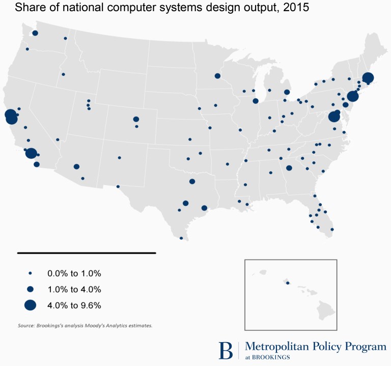  Share of national computer systems design output, 2015
