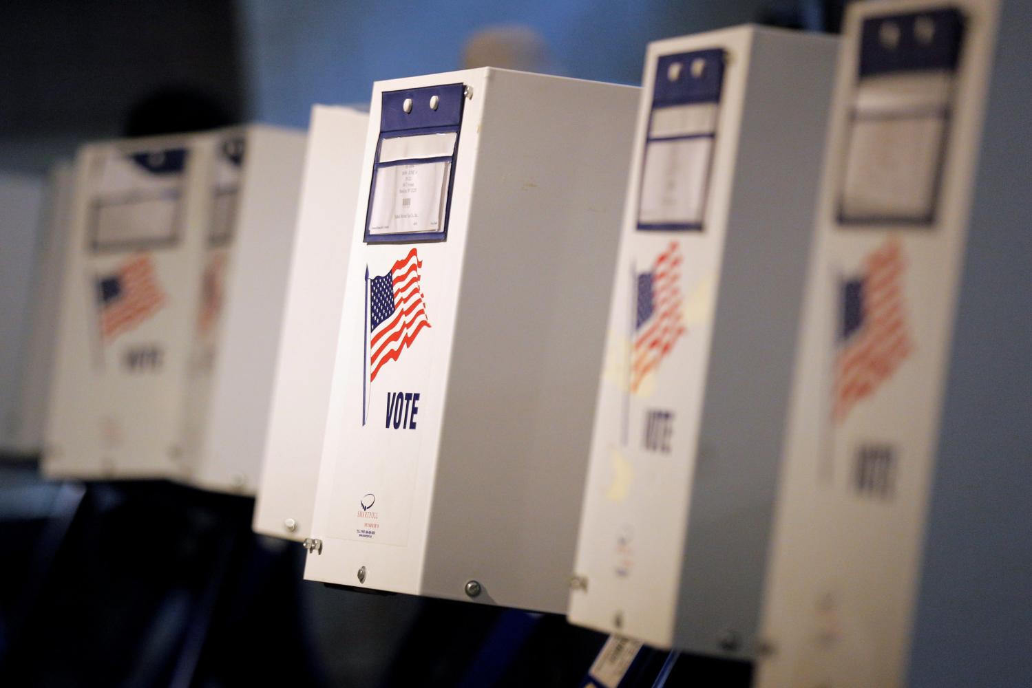 Voting booths are seen during the New York primary elections at a polling station in the Brooklyn borough of New York City, U.S., April 19, 2016.