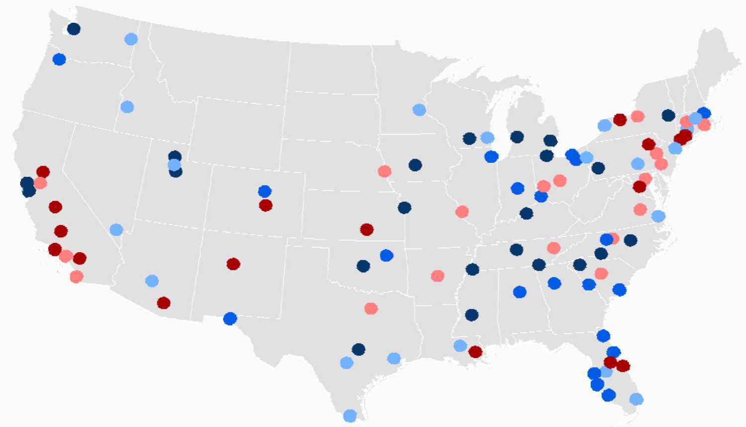 Advanced industries' employment share change, 2010-2015