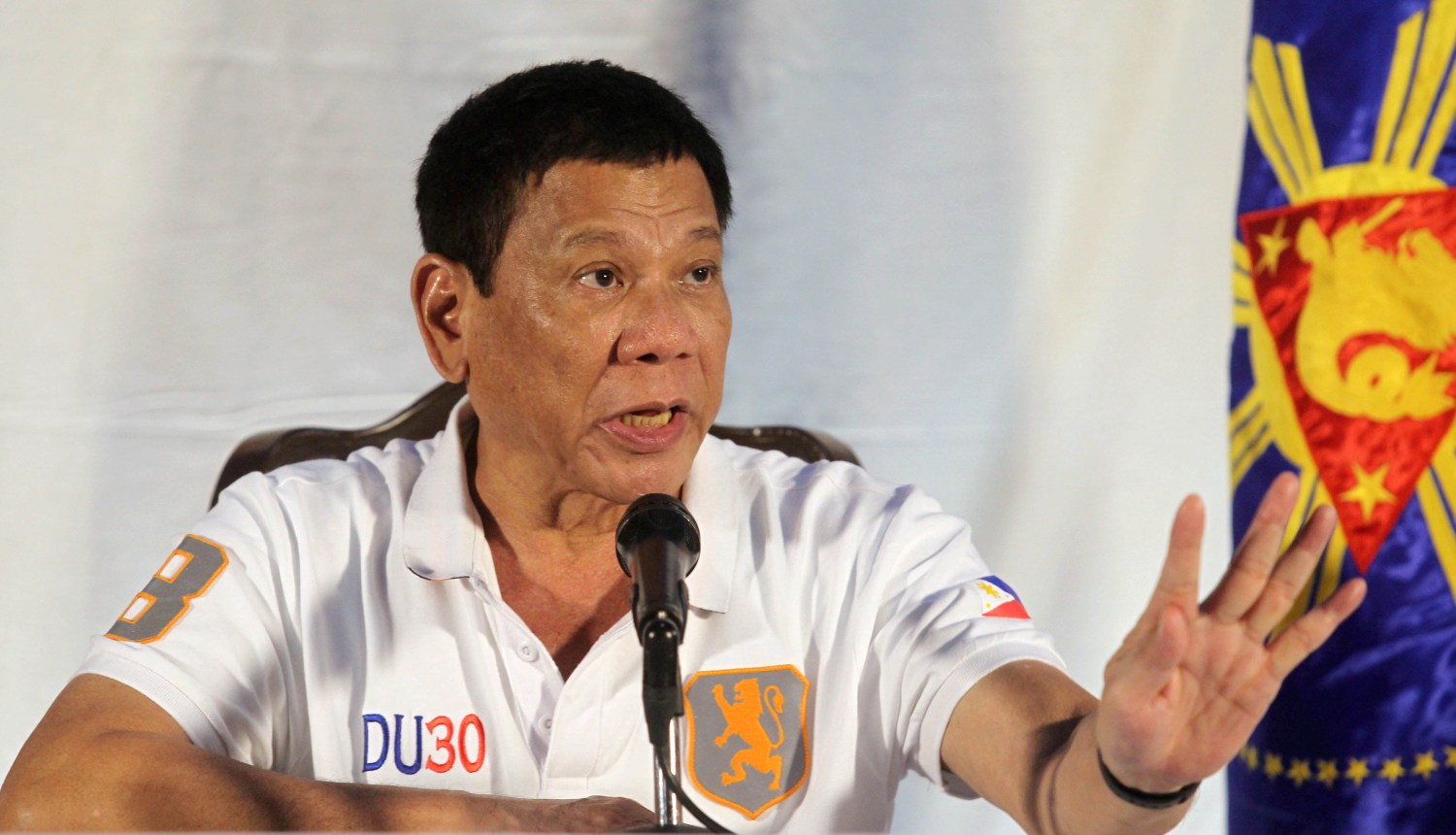 Philippine President Rodrigo Duterte speaks during a news conference in Davao city, southern Philippines August 21, 2016. REUTERS/Lean Daval Jr/File Photo - RTX2O489