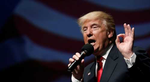 Republican presidential nominee Donald Trump speaks during a campaign town hall meeting in Virginia Beach, Virginia, U.S., September 6, 2016. REUTERS/Mike Segar - RTX2OE4P
