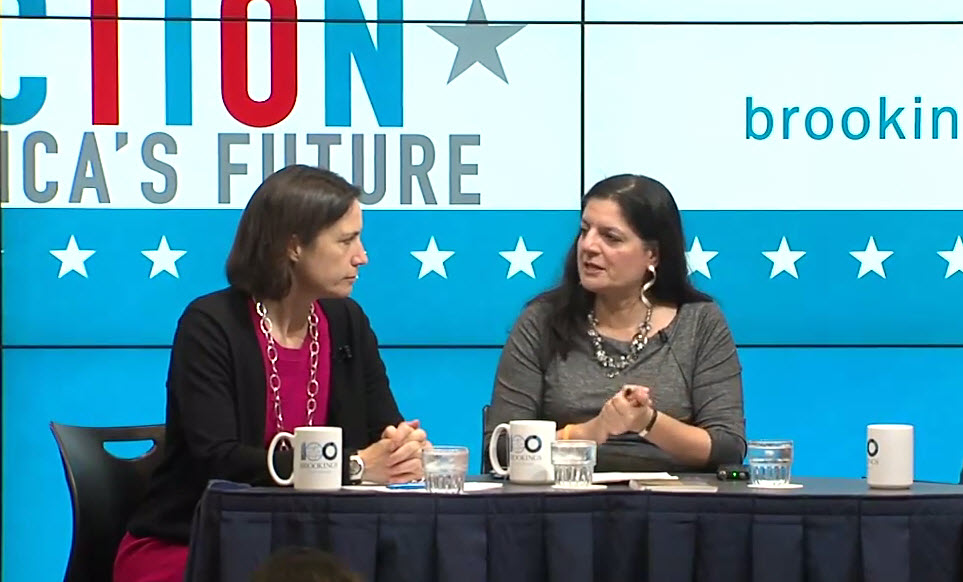 Indira Lakshmanan moderates a panel at Brookings