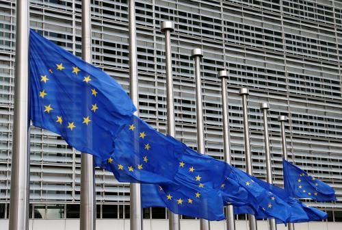 European Union flag at half mast