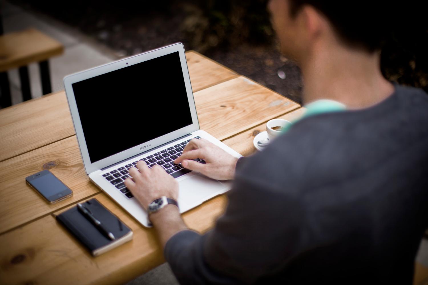 Student at computer