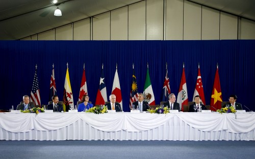 President Barack Obama holds a meeting with Trans-Pacific Partnership leaders alongside the APEC Summit