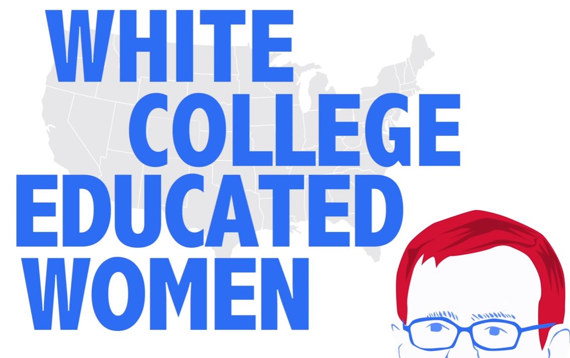 Still image taken from the video highlighting white college educated women.