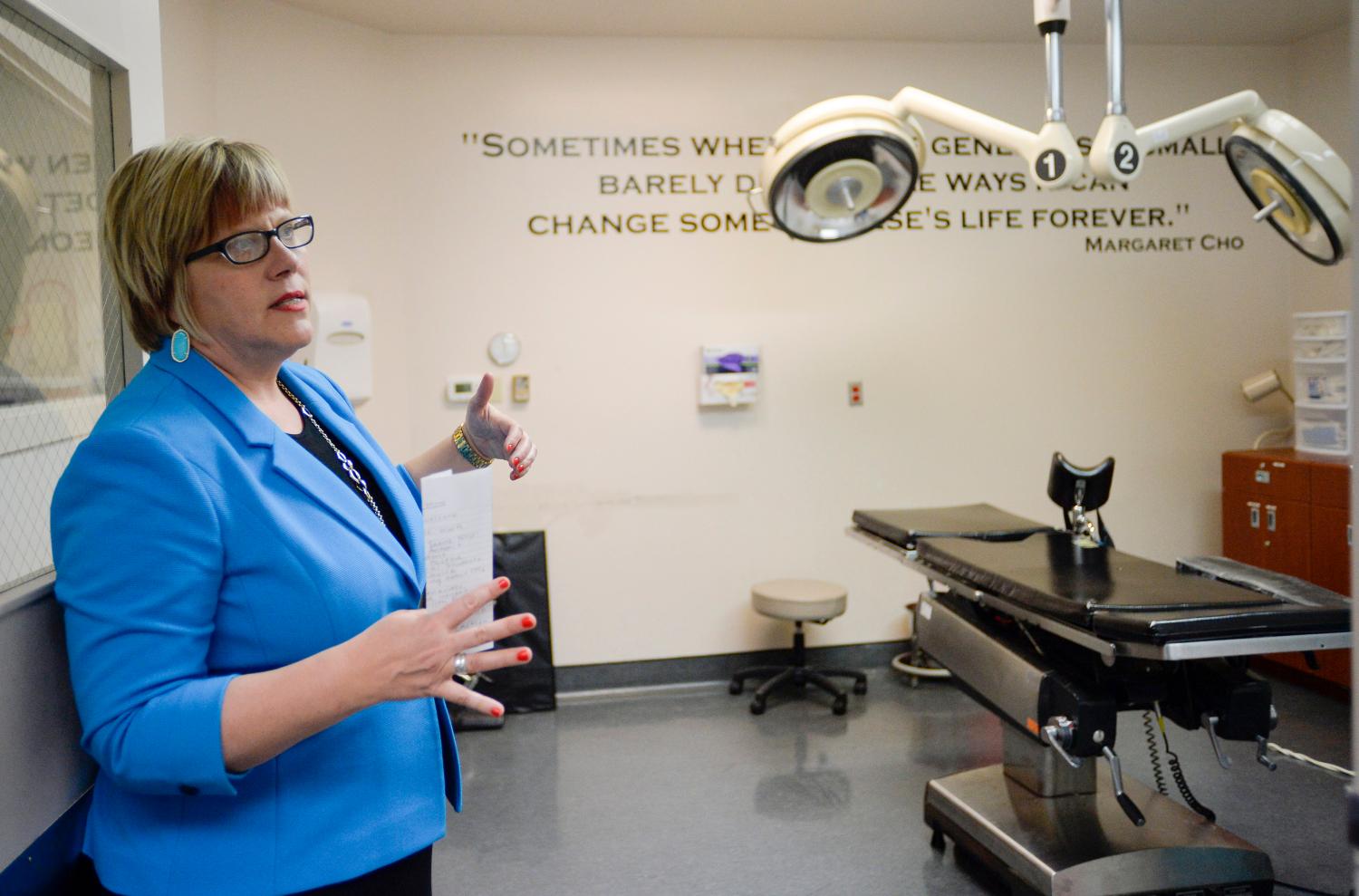 Whole Woman's Health founder speaks during media tour of the Whole Woman?s Health clinic in San Antonio, Texas