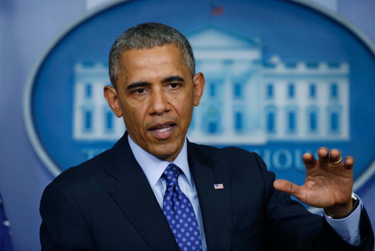 U.S. President Barack Obama speaks at the White House about the Iraq situation in Washington June 19, 2014. REUTERS/Kevin Lamarque (UNITED STATES - Tags: POLITICS) - RTR3UPDZ