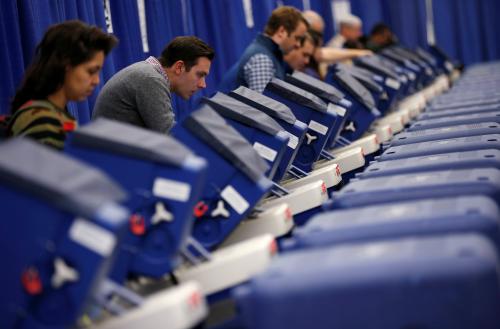 Voters cast their ballots during early voting in Chicago, Illinois, U.S.