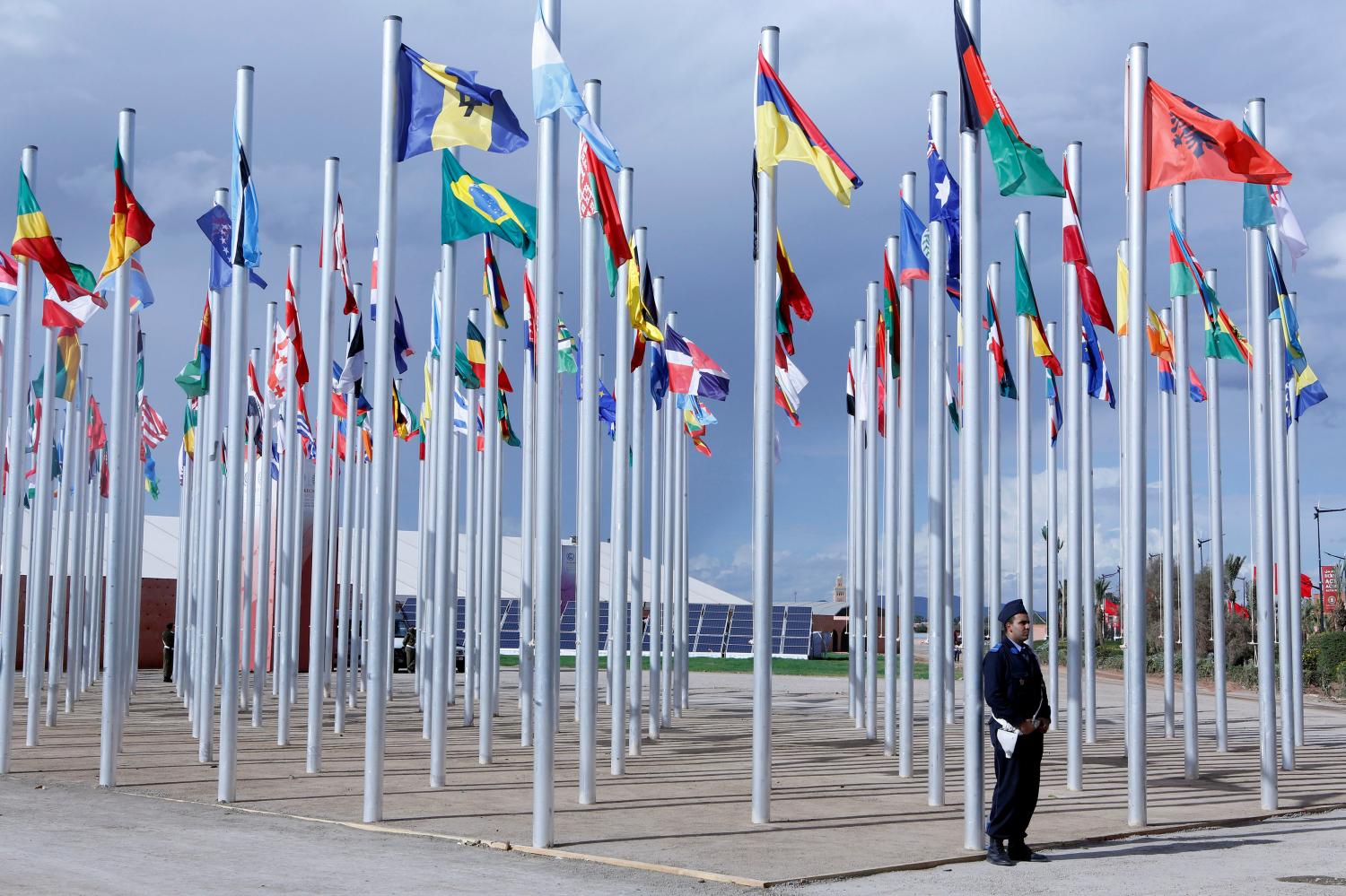 Flags from different countries are displayed at the World Climate Change Conference 2016 (COP22) in Marrakech, Morocco