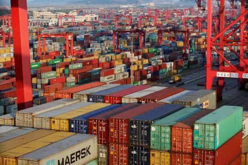 Container boxes are seen at the Yangshan Deep Water Port, part of the Shanghai Free Trade Zone, in Shanghai, China September 24, 2016. Picture taken September 24, 2016. REUTERS/Aly Song/File Photo - RTSS0CU