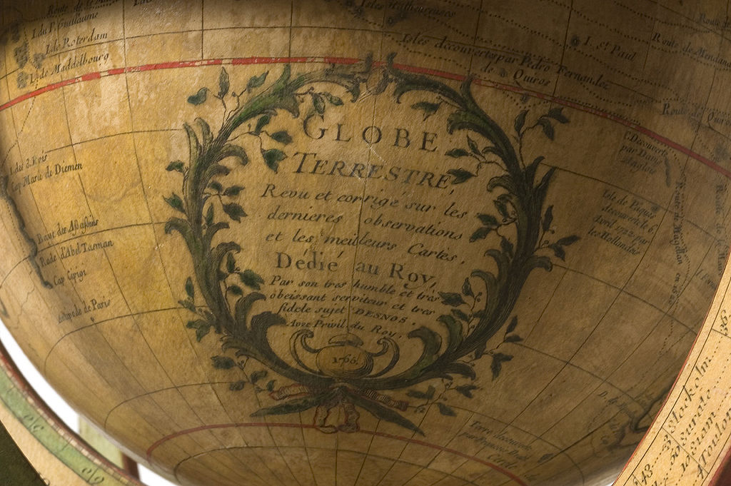 Detail showing Cartouche of the 1765 de l'Isle Globe, Minnesota Historical Society