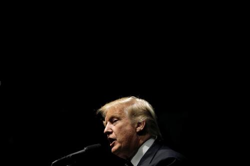 President-elect Donald Trump speaks into a microphone on his Thank You tour.