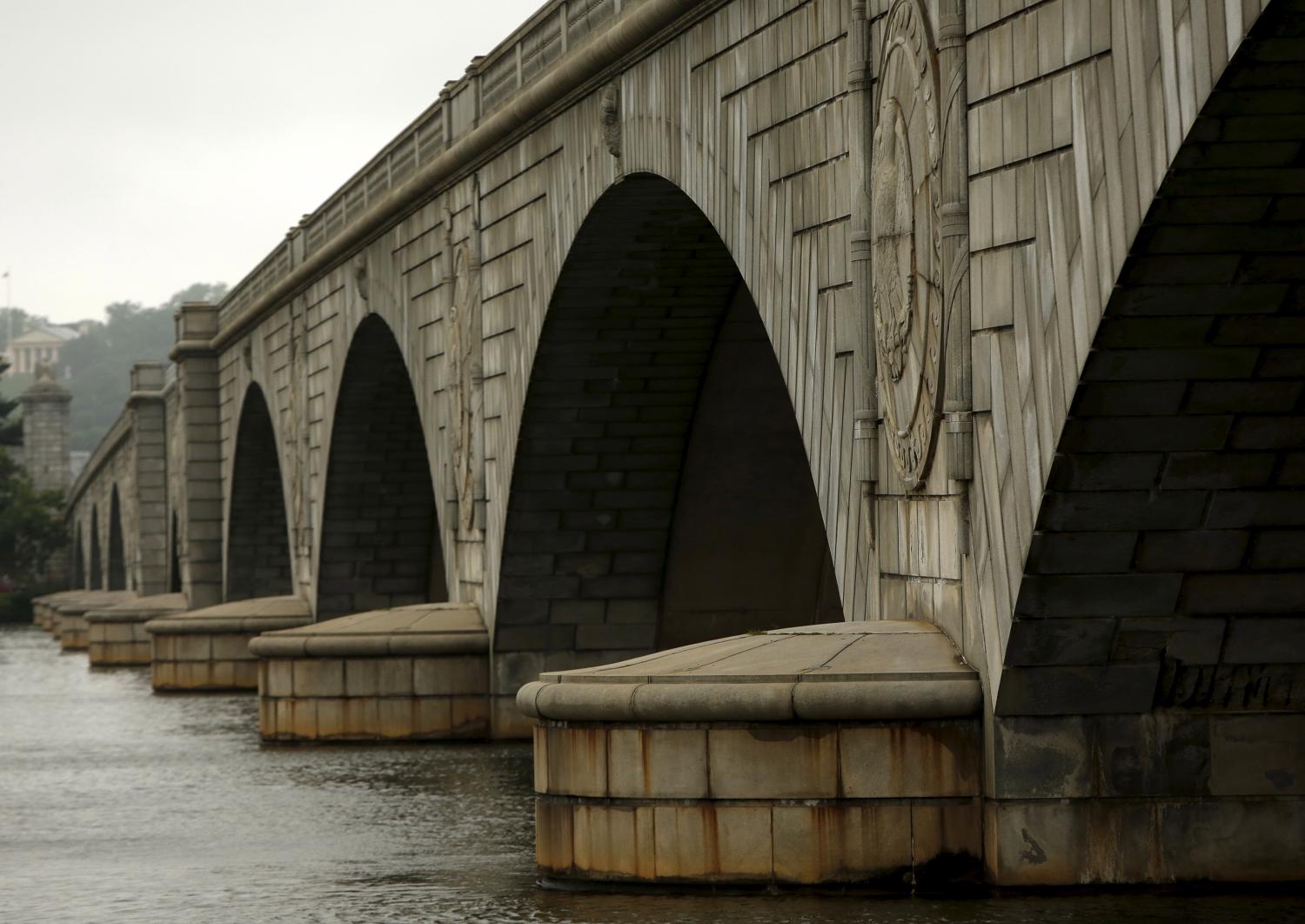 The Potomac River flows under the Memorial Bridge in Washington on June 2, 2015.