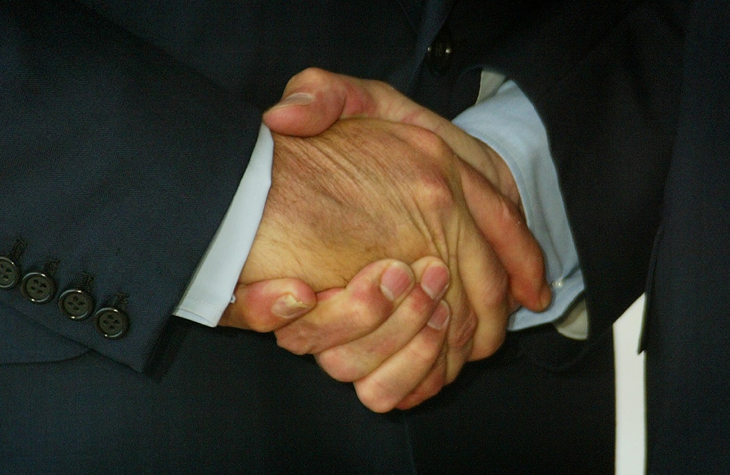 Close-up of a handshake.