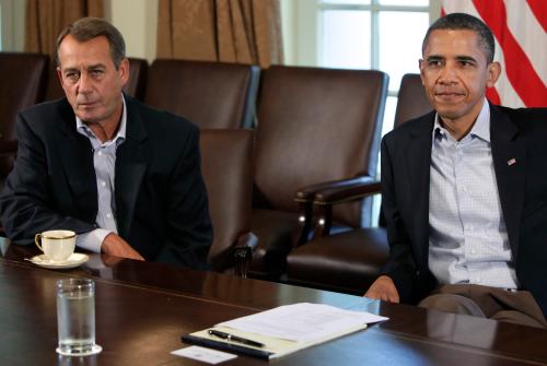 President Barack Obama meets with House Speaker John Boehner about the debt limit