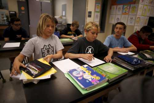 Students sit in class at Hermosa Valley School.
