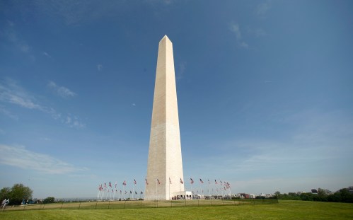 Free from its scaffolding, the Washington Monument is re-opened to the public May 12, 2014